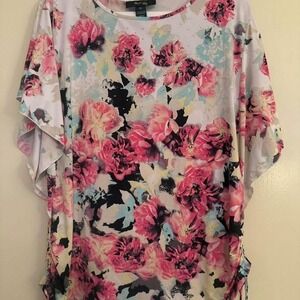 Y2K Lightweight, flowy, multi-coloured floral blouse size large